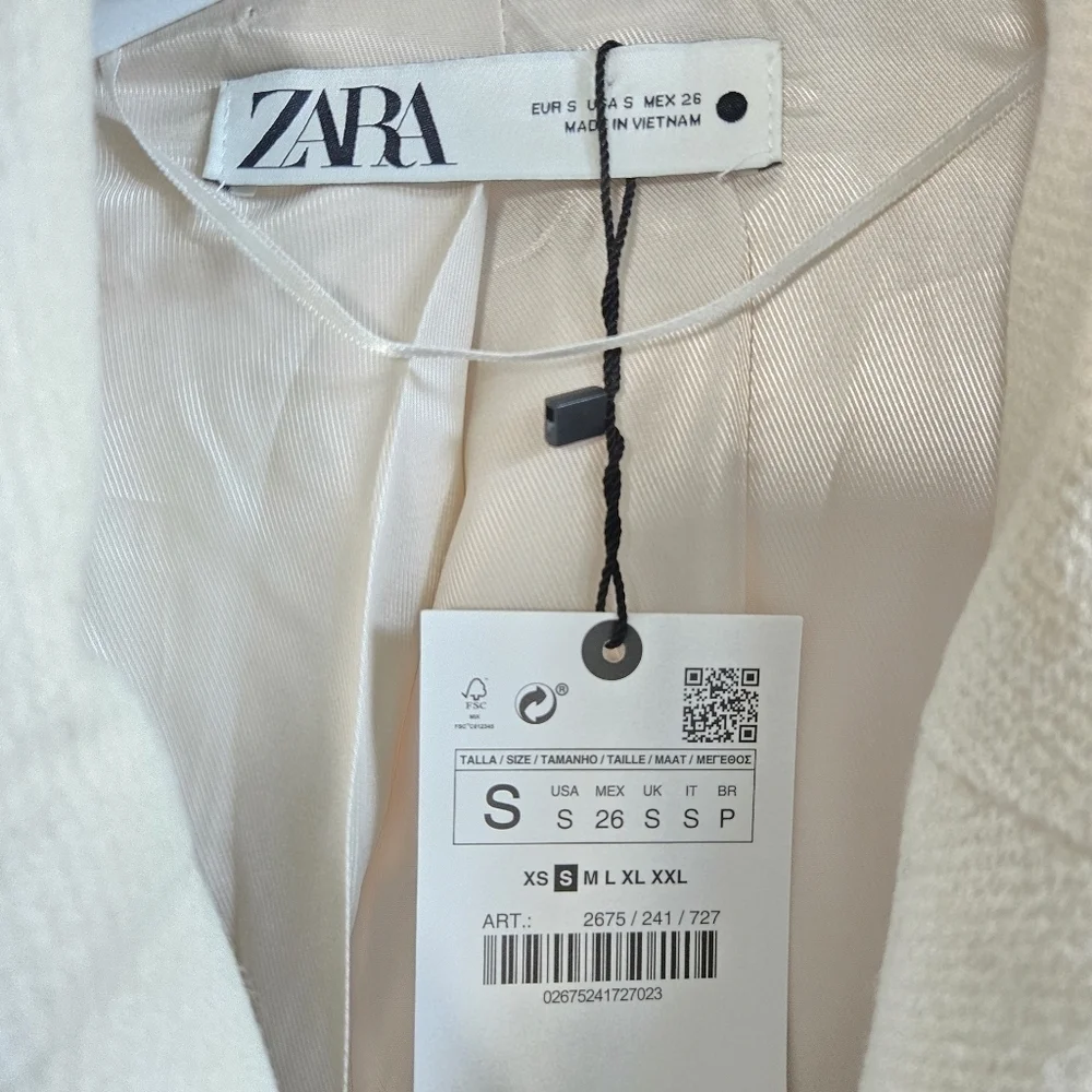 New ZARA Oversized Vanilla/Cream Coat NWT Small Ref 2675/241
